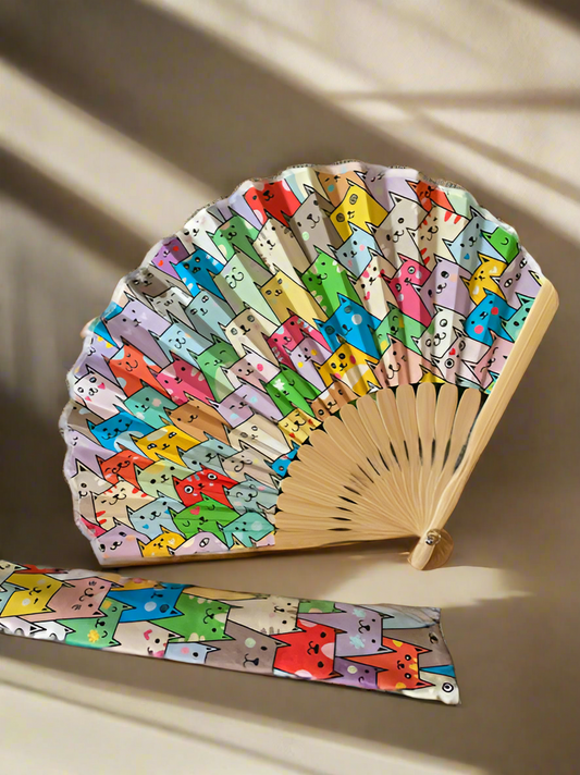 せんす Stylish & Cute Folding fan - Colorful Neko