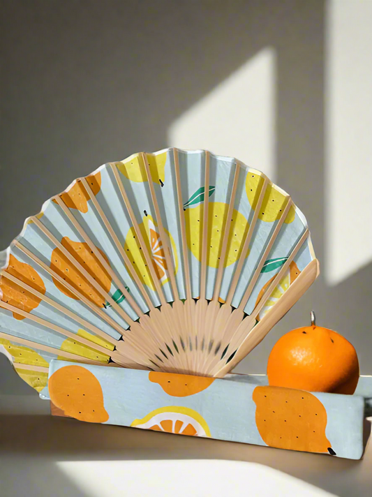 せんす Stylish & Cute Folding fan - Lemon