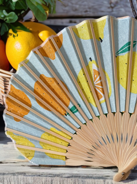 せんす Stylish & Cute Folding fan - Lemon