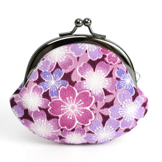 小銭入れ Yuzen Pattern Small Coin Purse - Dark Purple