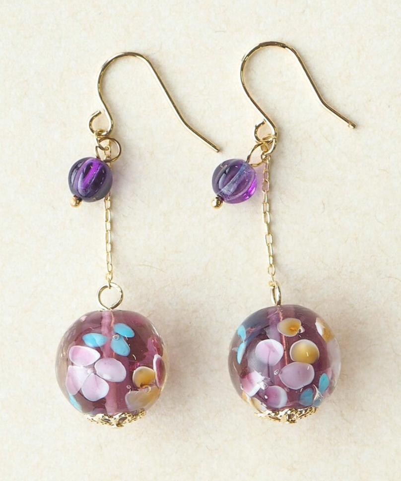 イアリング Glass bead earrings