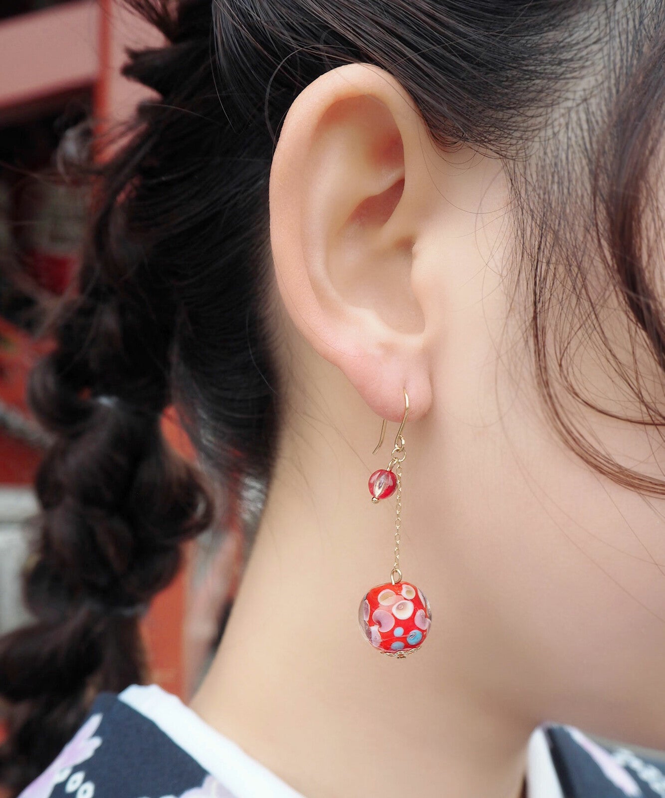 イアリング Glass bead earrings